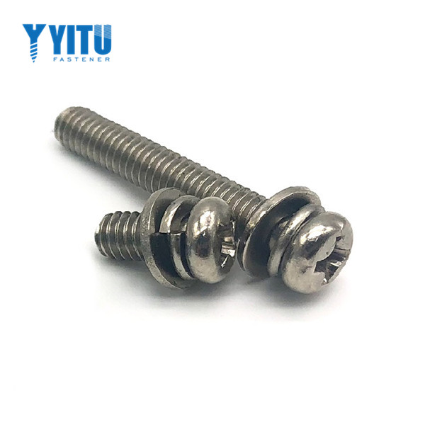 DIN6900 Cross Recessed Slotted Machine Pan Head Bolt Combination Screw