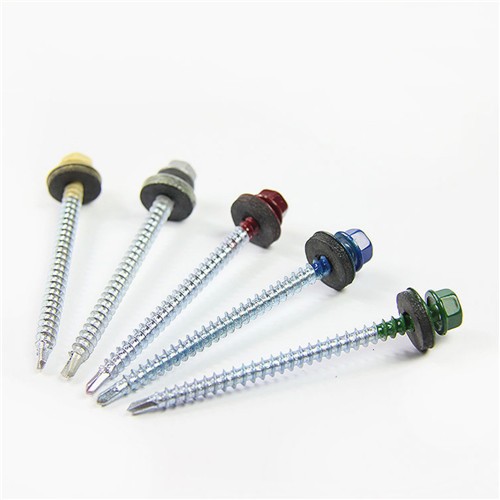 Hex Head Self Drilling TEK Screw With Bonded Washer EPDM Red Color 